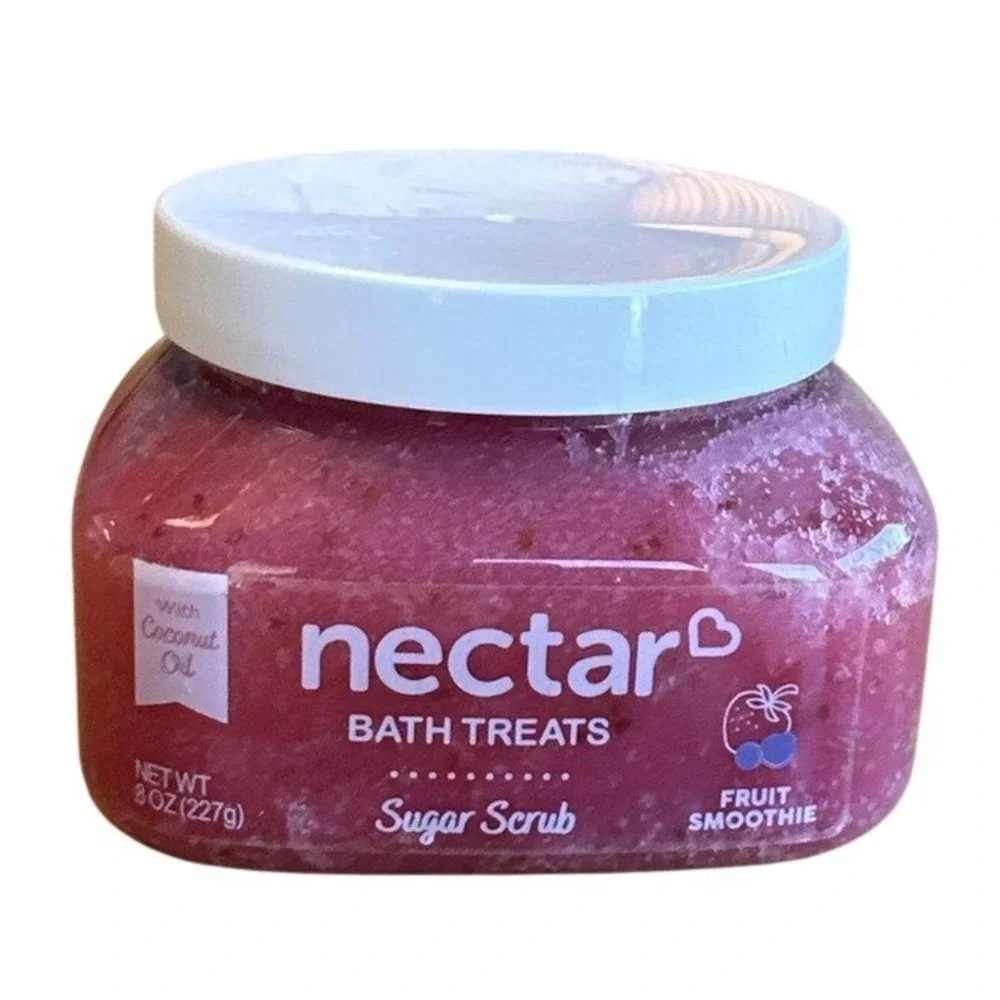 Nectar Bath Treats Fruit Smoothie Sugar‎ Body Scrub Coconut Oil Almond Oil 8 oz
